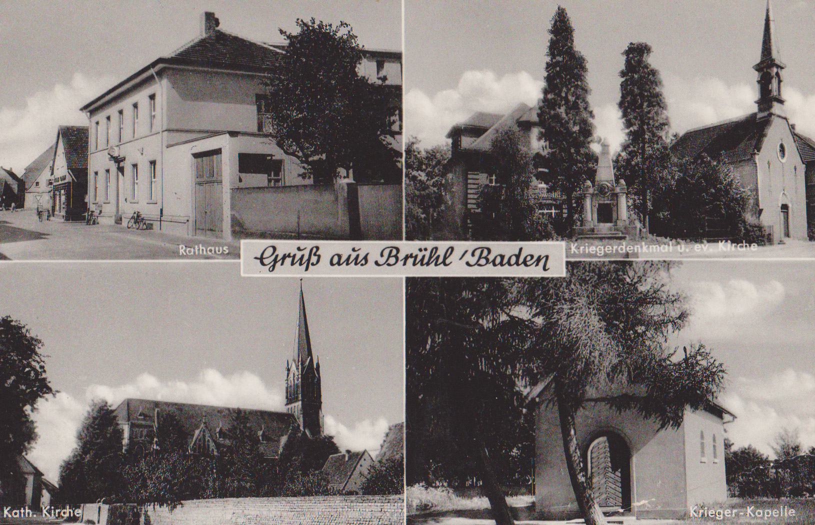 Gruß aus Brühl Baden Kirchen und Rathaus Rohrhof